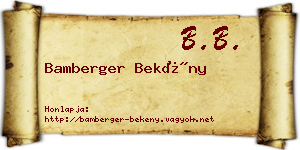 Bamberger Bekény névjegykártya